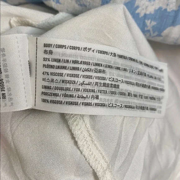 Abercrombie Fitch Linen Floral Skirt Medium Blue White Front Slit Lined Spring - Picture 6 of 6